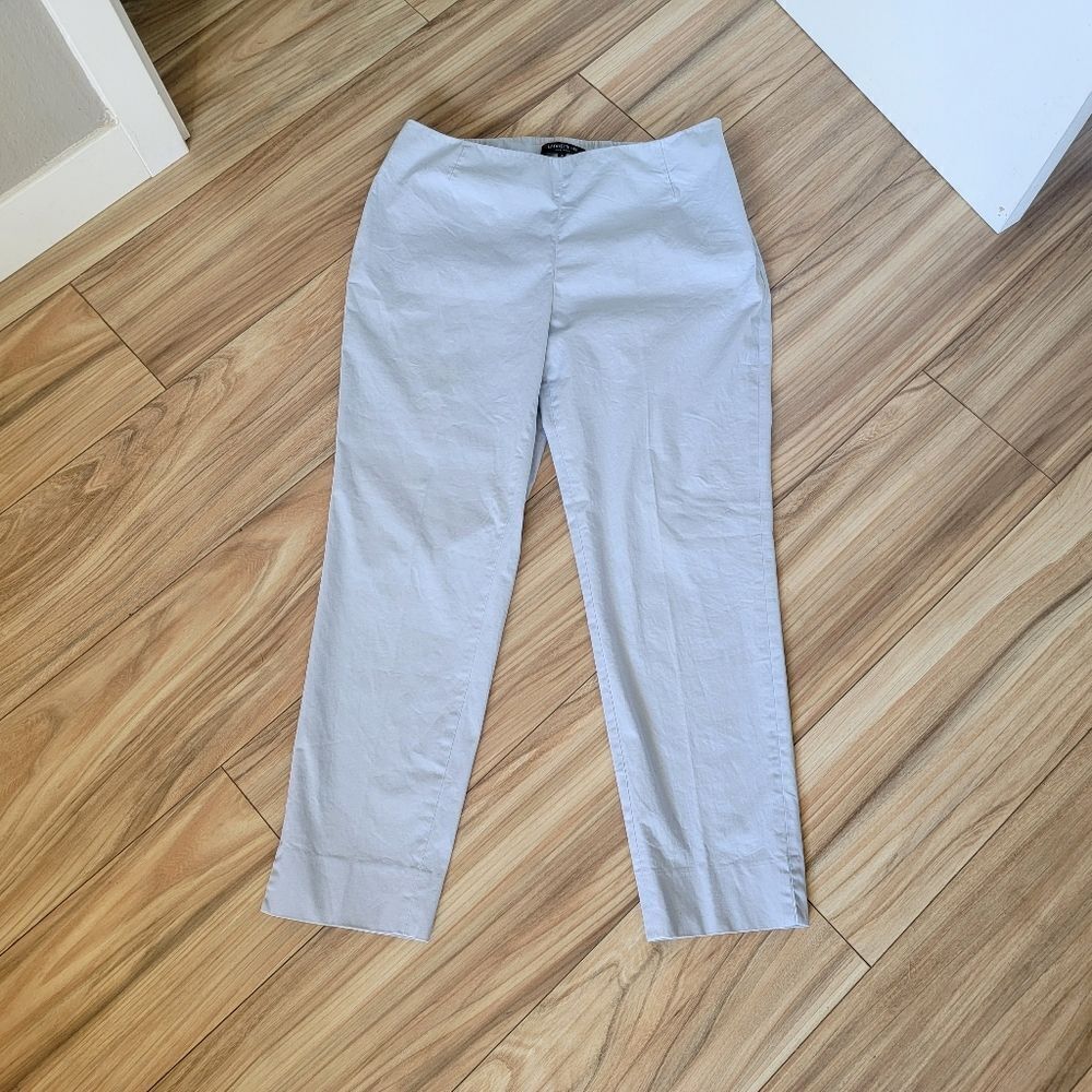 Lafayette 148 Jodhpur Cloth Cropped Lexington Stretch Pant Lavender Light Grey